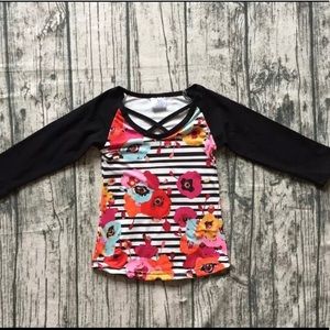 NWOT• Floral Striped Icing Raglan | Girls Size 7